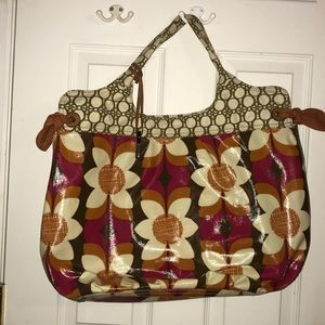 Brown/pink patterned fossil tote/shoulder bag